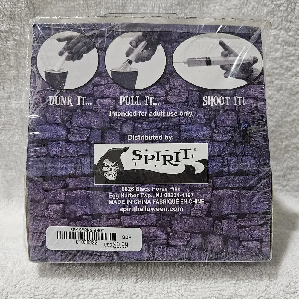 Spirit Halloween Syringe Shots 6 Pack 1 oz Drink Syringes NEW Sealed